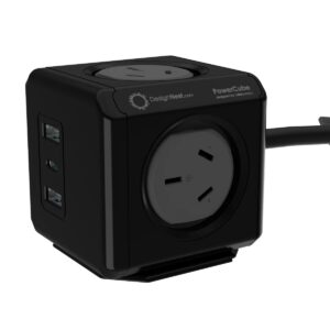 PowerCube 4 Power Outlet 2 USB A and 1 USB C 20W charging outlets | 1.5m Black