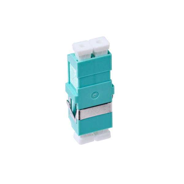 LC OM3 / OM4 Multimode Through Coupler Flangeless Duplex | Aqua
