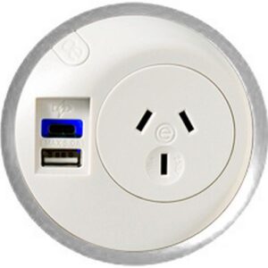 OE Elsafe PixelTUF 1x GPO and Twin USB A+C White/Silver