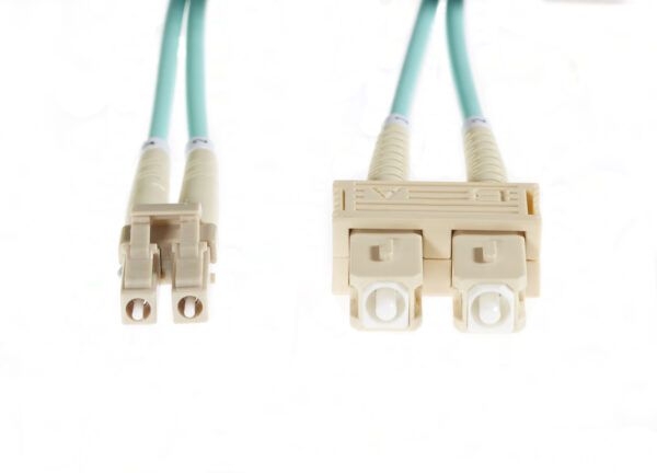 20m LC-SC OM3 Multimode Fibre Optic Cable: Aqua
