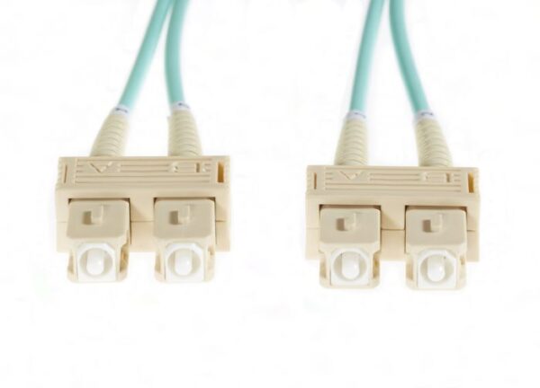 1.5m SC-SC OM4 Multimode Fibre Optic Cable: Aqua