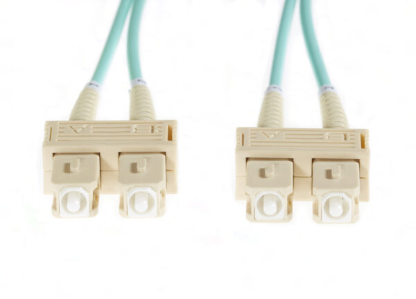 10m SC-SC OM3 Multimode Fibre Optic Cable: Aqua