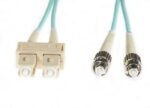 1m SC-ST OM4 Multimode Fibre Optic Cable: Aqua