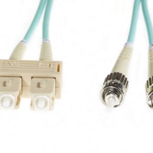 1m SC-ST OM4 Multimode Fibre Optic Cable: Aqua