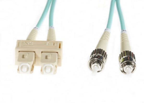 1m SC-ST OM4 Multimode Fibre Optic Cable: Aqua
