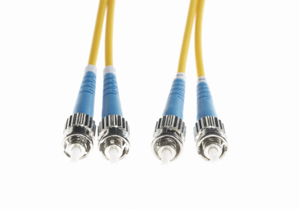 2m ST-ST OS1 / OS2 Singlemode Fibre Optic Cable : Yellow