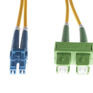3m LC-SC/APC OS1 / OS2 Singlemode Fibre Optic Duplex Patch Lead - 2mm Oversleeving | Yellow