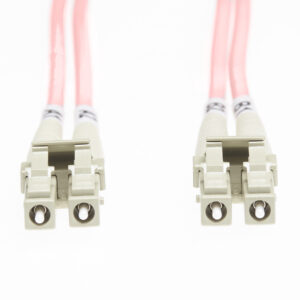 3m LC-LC OM1 Multimode Fibre Optic Cable| 3mm Oversleeving | Salmon Pink