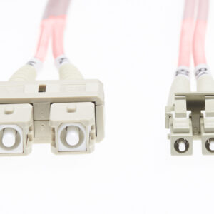 3m LC-SC OM1 Multimode Fibre Optic Cable: Salmon Pink