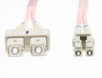 1m LC-SC OM1 Multimode Fibre Optic Cable: Salmon Pink