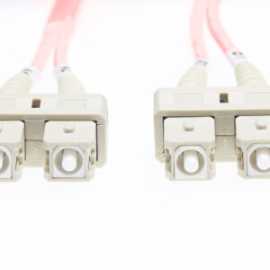 3m SC-SC OM4 Multimode Fibre Optic Cable: Salmon Pink