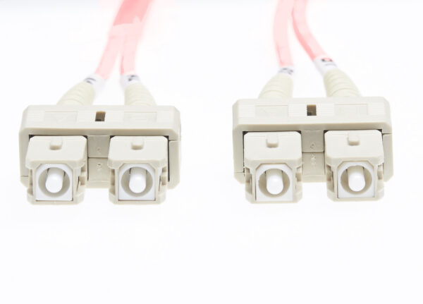 1m SC-SC OM1 Multimode Fibre Optic Cable | Salmon Pink
