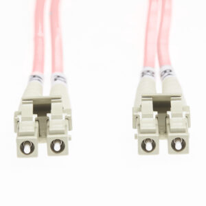 0.5m LC-LC OM4 Multimode Backwards compatible with OM3 Fibre Optic Cable: Salmon Pink 2mm Oversleeving