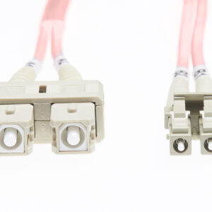 5m LC-SC OM4 Multimode Fibre Optic Cable: Salmon Pink - 2mm