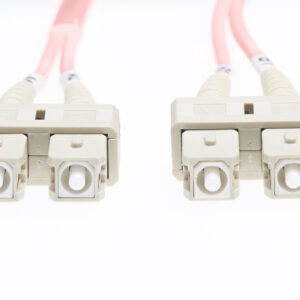 5m SC-SC OM4 Multimode Fibre Optic Cable: Salmon Pink - 2mm