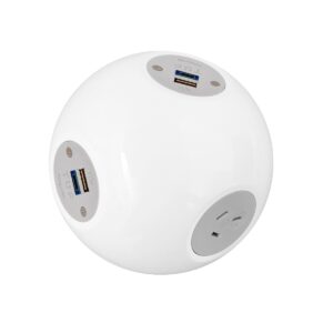 OE Elsafe: Pluto 1 x GPO / 2 x 5A TUF with 2000mm Lead with 10A Three Pin Plug - White/Silver
