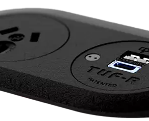 OE Elsafe | PIP2 648500 | Mounted Desktop Power 1 x GPO 1 x TUF-R 25W with 2000mm Lead and 10a Three Pin Plug | BLACK