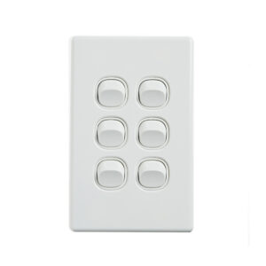 4C | Elegant Wall Switch 6 Gang 250V 16A | Vertical