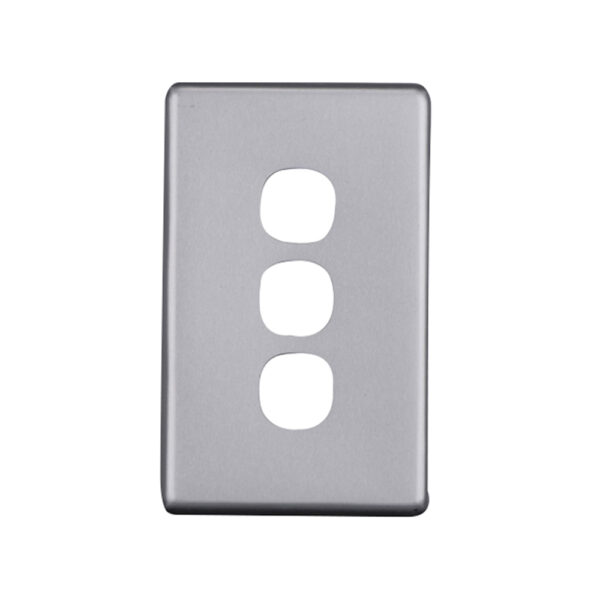 4C | Elegant 3 Gang Aluminium Cover Plate - Silver Matt