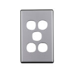 4C | Elegant 5 Gang Aluminium Cover Plate - Silver Matt