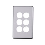 4C | Elegant 6 Gang Aluminium Cover Plate - Silver Matt