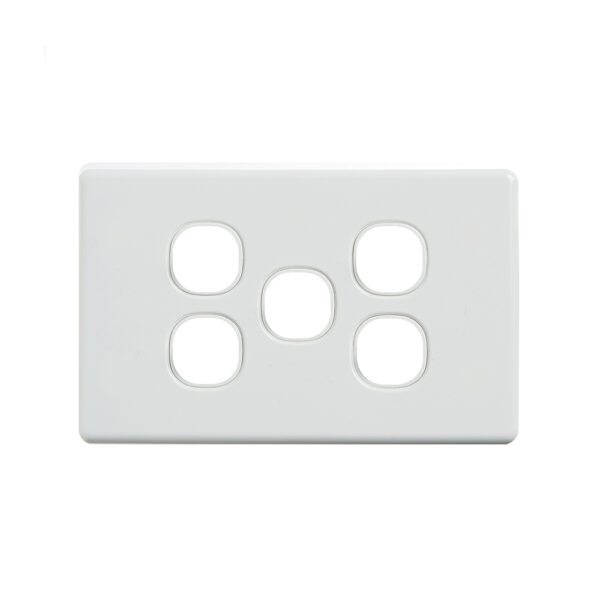 4C | Classic 5 Gang Switch Grid and Cover Plate - White