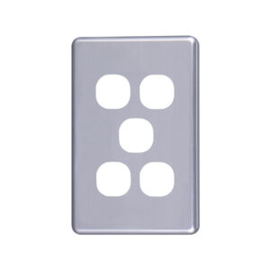 4C | Classic 5 Gang Switch Cover Plate - Silver