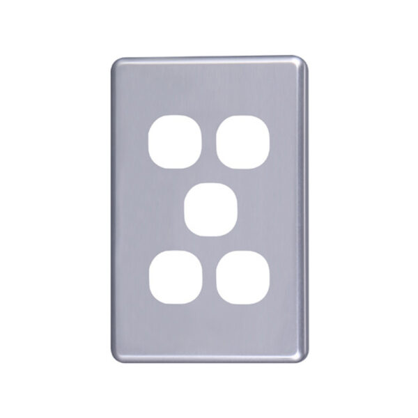 4C | Classic 5 Gang Switch Cover Plate - Silver