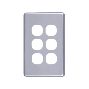 4C | Classic 6 Gang Switch Cover Plate - Silver
