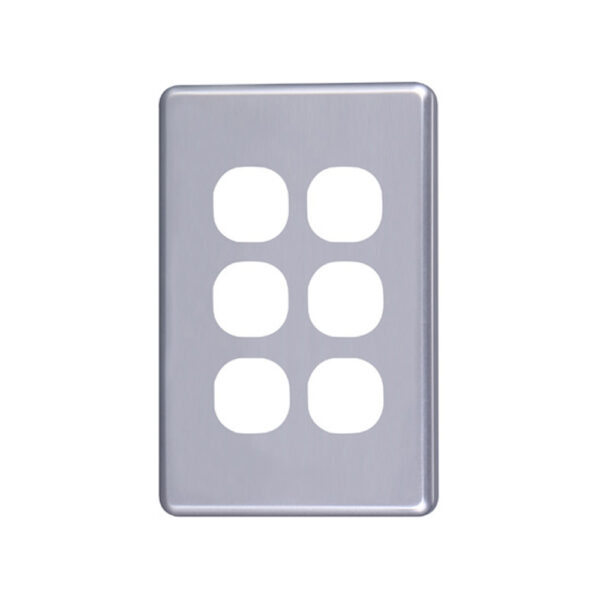 4C | Classic 6 Gang Switch Cover Plate - Silver
