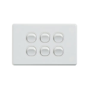 4C | Classic 6 Gang Switch 250V 16AX - Horizontal