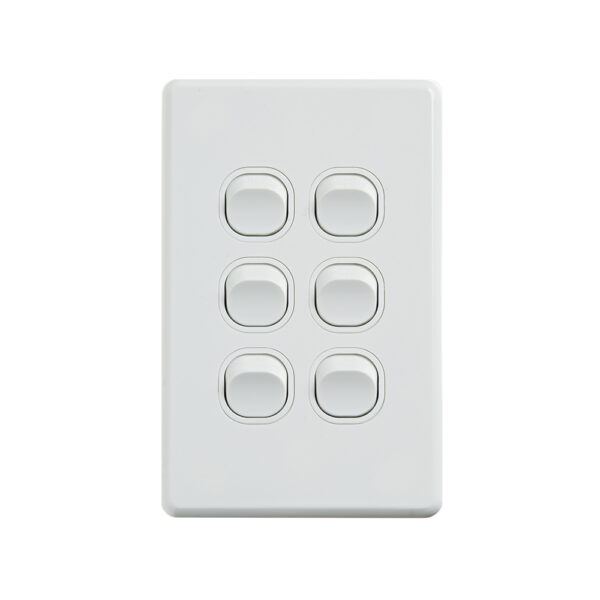 4C | Classic 6 Gang Switch 250V 16AX | Vertical