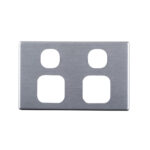 4C | Elegant double GPO Aluminium Cover Plate - Silver Matt