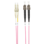 5m LC-ST OM4 Multimode Fibre Optic Cable | Salmon Pink