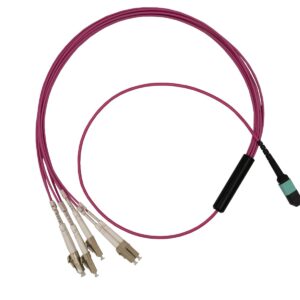 3m MPO-LC 8F Multimode OM4 Fiber Optic Cable | Magenta