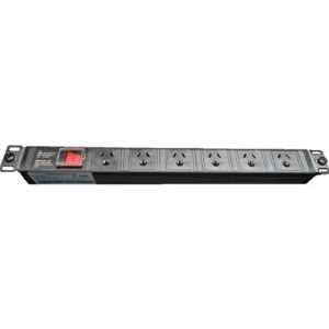 4Cabling 1RU 6 Way GPO Rack Mount PDU Power Rail With Red ON/Off Switch and Fixed 10A Power Cord