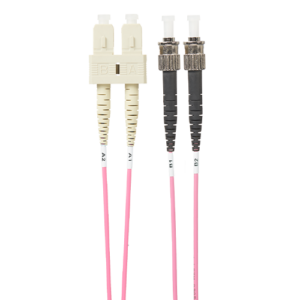 5m SC-ST OM4 Multimode Fibre Optic Cable | Salmon Pink