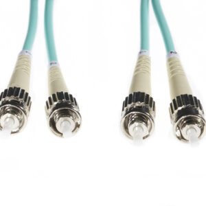 1m ST-ST OM4 Multimode Fibre Optic Cable: Aqua