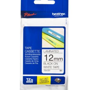 Brother Strong Adhesive TZe Tape - Black on White - 12mm