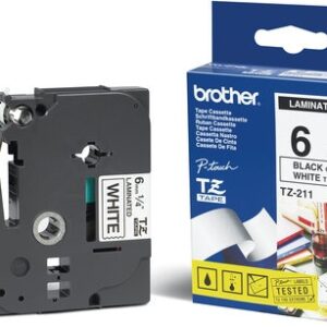 Brother | TZE-211 Laminated Tape 6mm x 8m - Black on White